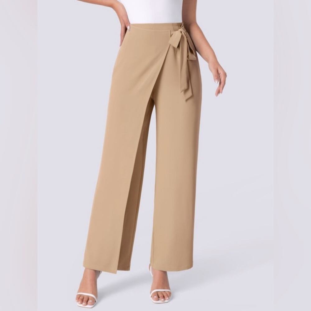 HALARA High Waisted Tie Side Wide Leg Work Pants - Picture 2 of 2